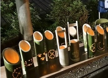 ろりぽっぷ小児童作成による竹あかり