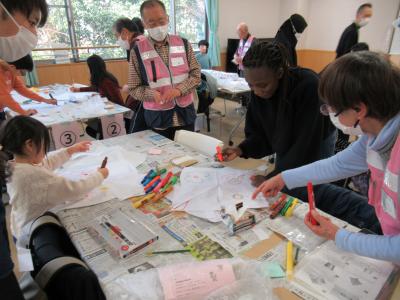 するめ天旗に絵を描きます